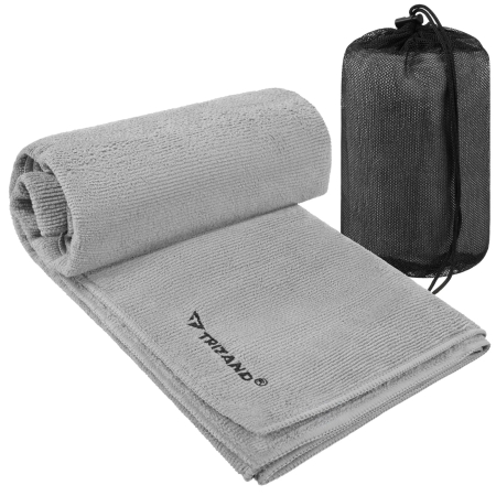 Prosop microfibră uscare rapidă 120x60 cm, gri, pentru sală, plajă și călătorii, husă inclusă [1]