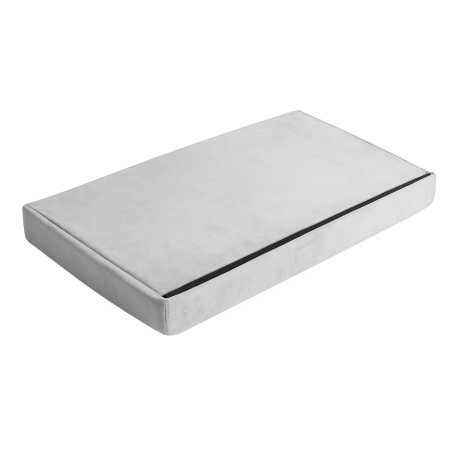 Puf pliabil cu spațiu de depozitare XL 54 litri, velur gri, bancă taburet 60x30x30 cm [9]