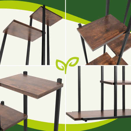 Raft plante metalic 6 niveluri stil loft, suport ghivece flori pentru interior și balcon, negru, 113 cm [4]
