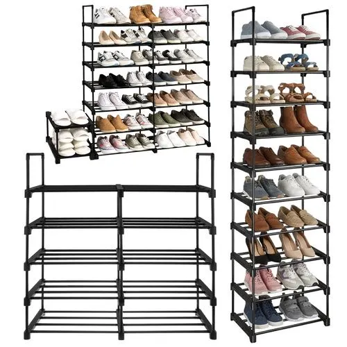 Pantofar îngust 10 niveluri, raft pantofi metalic pentru hol, negru, 45x30x174 cm [1]