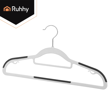 Set 20 umerașe antiderapante slim, 42 cm, gri, pentru dressing și economie de spațiu [4]