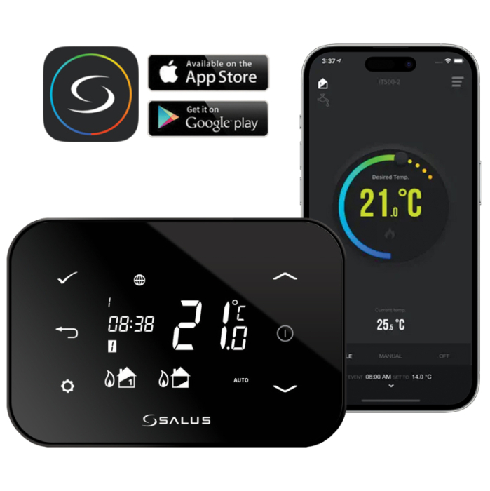 Termostat de ambient pentru centrala, wireless, Salus iT500, inteligent, Wi-Fi, programabil, afisaj digital, touchscreen, protectie inghet, alb [4]