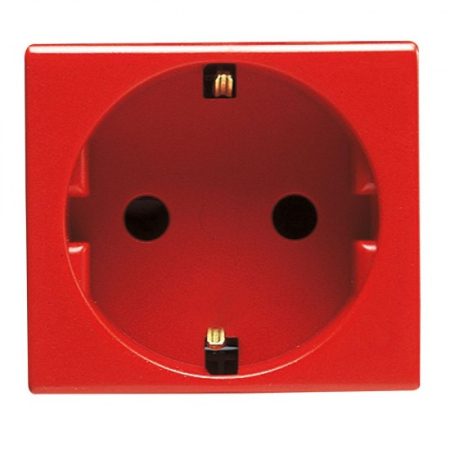 Aparataj terminal - Priza modulara standard 2P+E, Gewiss GW20297, Rosu - 2 module