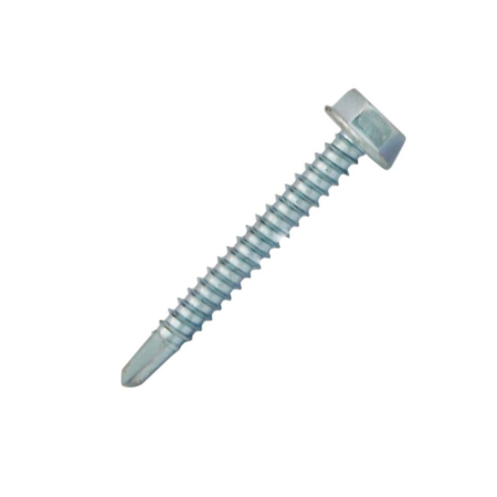 Materiale electrice - Surub autoforant cap hexagonal SW10 D-6.3mm L-45mm vf-8mm DIN7504K fixare metal/metal zincat alb ENERGO