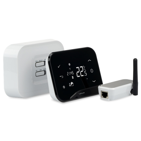 Instalatii termice - Termostat de ambient pentru centrala, wireless, Salus iT500, inteligent, Wi-Fi, programabil, afisaj digital, touchscreen, protectie inghet, alb