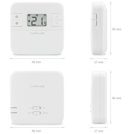 Termostat de ambient pentru centrala, wireless, Salus RT310RF, neprogramabil, protectie la inghet, afisaj digital, IP20, alb [1]