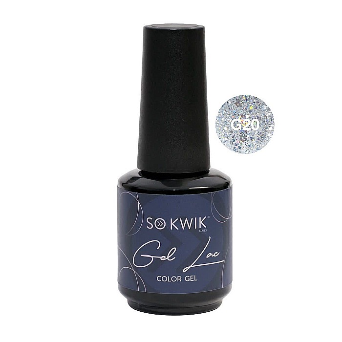 SoKwik - Oja Semipermanenta Glitter Collection Argintiu Multicolor G20 (15 ml) [1]