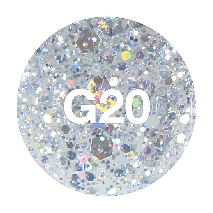 SoKwik - Oja Semipermanenta Glitter Collection Argintiu Multicolor G20 (15 ml) [2]