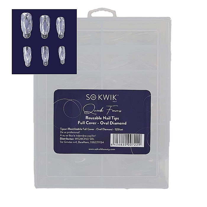 SoKwik - Quick Forms - Tipsuri Reutilizabile Full Cover - Oval Diamond (120/set) [1]