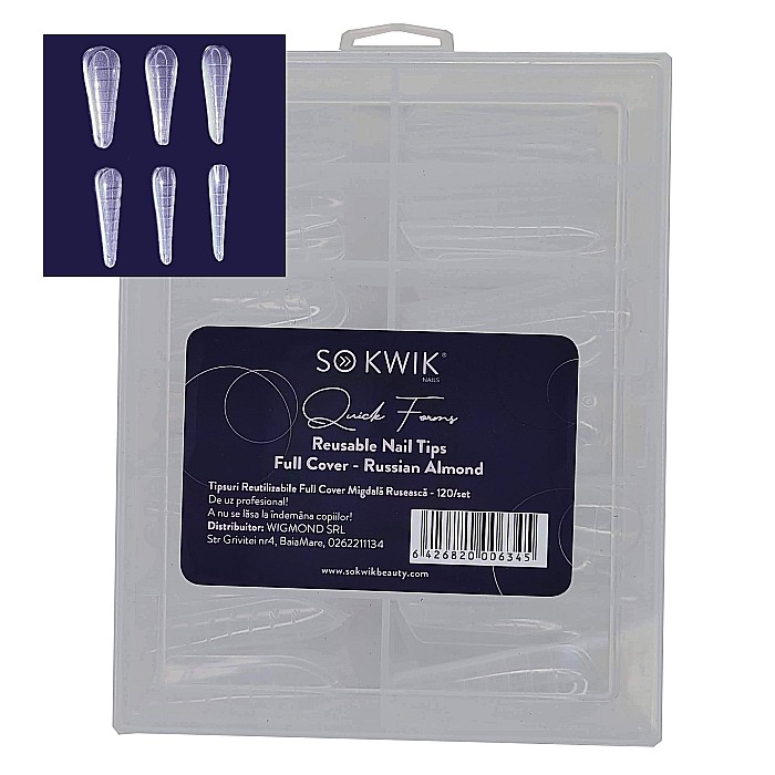 SoKwik - Quick Forms - Tipsuri Reutilizabile Full Cover Migdala Ruseasca (120/set) [1]