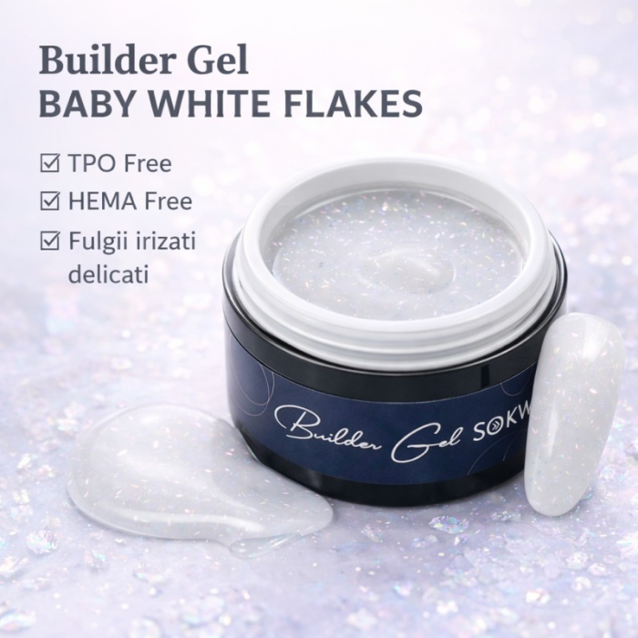 Gel de constructie pentru unghii – Builder Gel Baby White Flakes [3]