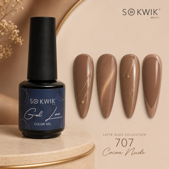 Oja semipermanenta SoKwik 707 Cocoa Nude nude cacao [3]