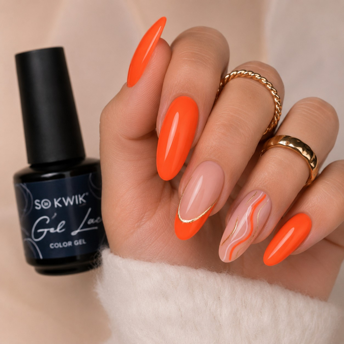 Oja semipermanenta SoKwik 614 Coral Flame coral portocaliu neon [3]