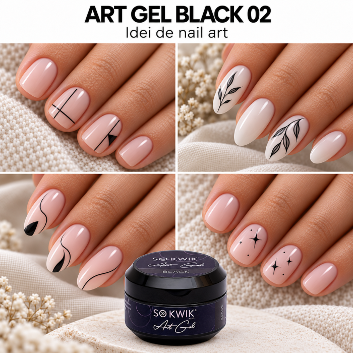 Gel Decor Unghii Negru Art Gel Black 02 SoKwik 15g TPO Free si Hema Free [3]