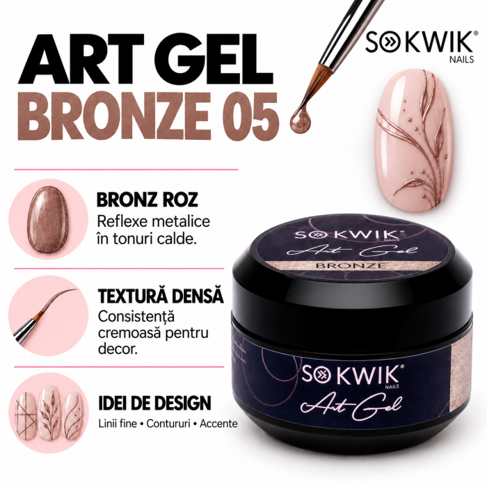 Gel Decor Unghii Bronze Rose Art Gel Bronze 05 SoKwik 15g TPO Free si Hema Free [2]