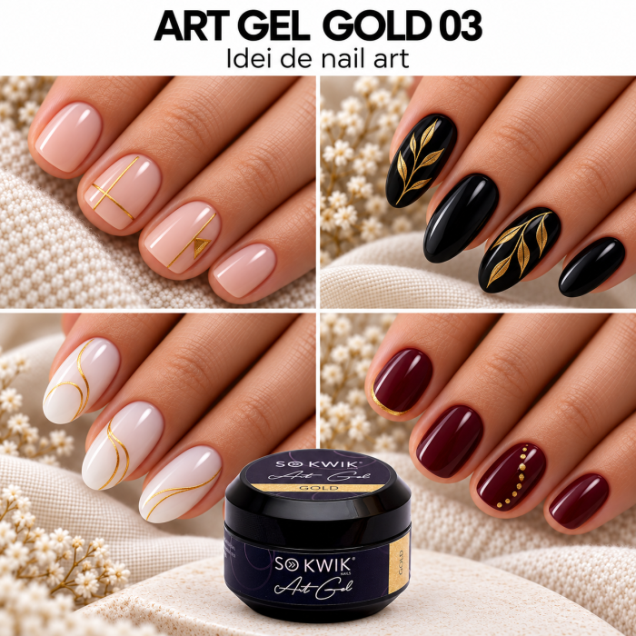 Gel Decor Unghii Auriu Art Gel Gold 03 SoKwik 15g TPO Free si Hema Free [3]