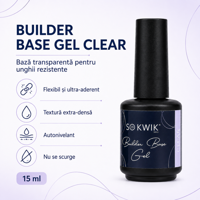 Gel de baza SoKwik Builder Rubber Base Gel Clear 15ml [4]