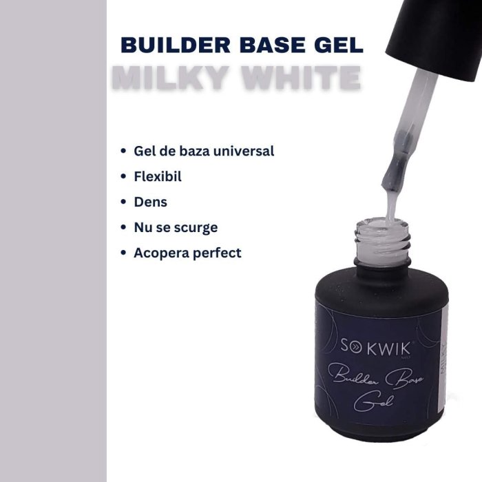 Gel de baza SoKwik Builder Rubber Base Gel Milky White 15ml [3]