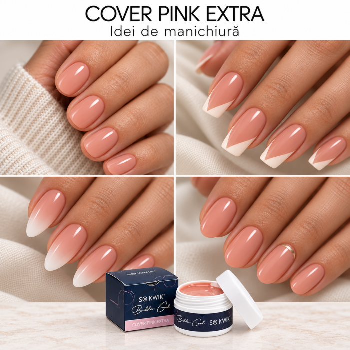Gel de Constructie SoKwik Builder Gel Cover Pink Extra 50ml Roz Inchis [3]