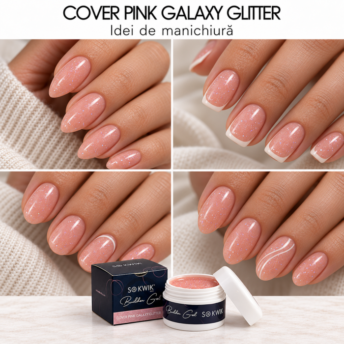 Gel de Constructie SoKwik Builder Gel Cover Pink Galaxy Glitter 50ml TPO Free si Hema Free [3]