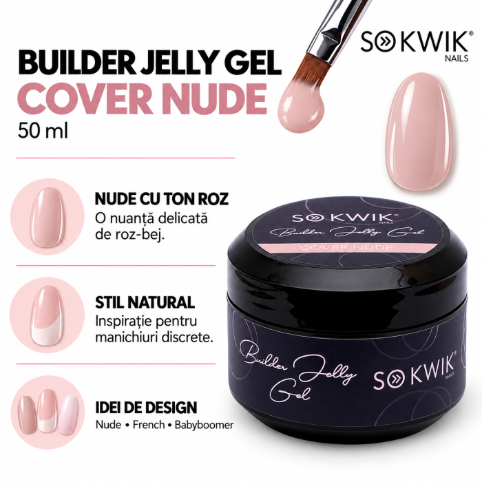 Gel de Constructie SoKwik Builder Jelly Gel Cover Nude 50ml Nude Natural [2]