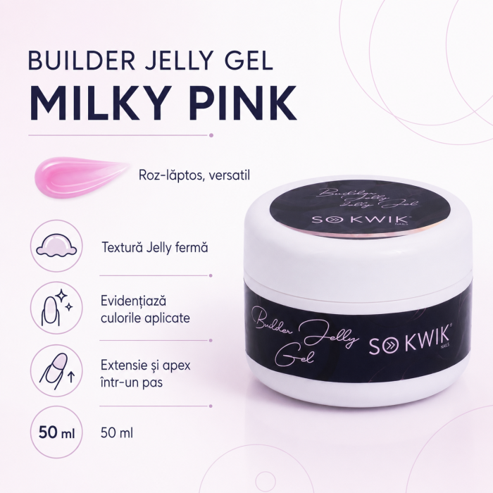 Gel de constructie SoKwik Builder Jelly Gel Milky Pink 50ml [3]
