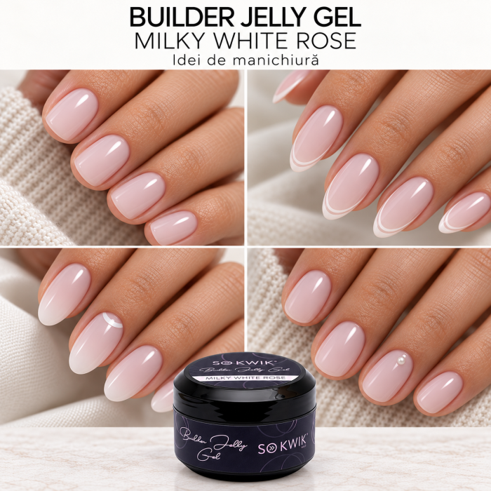 Gel de Constructie SoKwik Builder Jelly Gel Milky White Rose 50ml TPO Free si Hema Free [3]