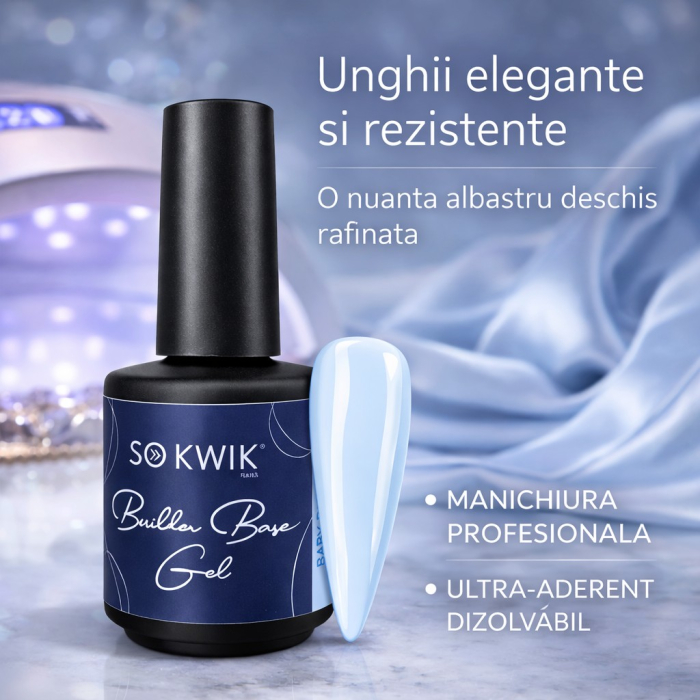 Gel de baza SoKwik Builder Rubber Base Gel Baby Blue 15ml [3]