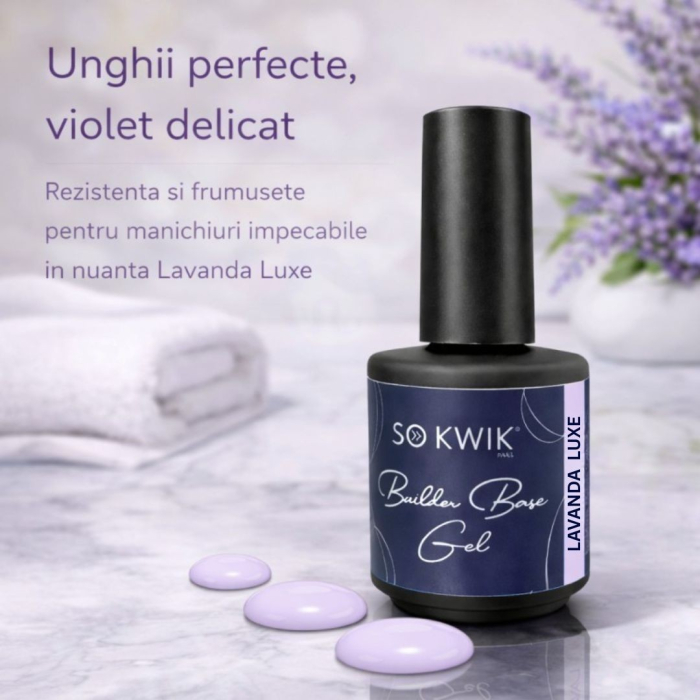 Gel de baza SoKwik Builder Rubber Base Gel Lavanda Luxe 15ml [7]