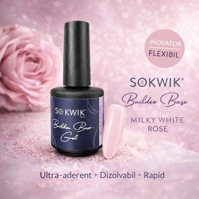 Gel de baza SoKwik Builder Rubber Base Gel Milky White Rose 15ml [3]