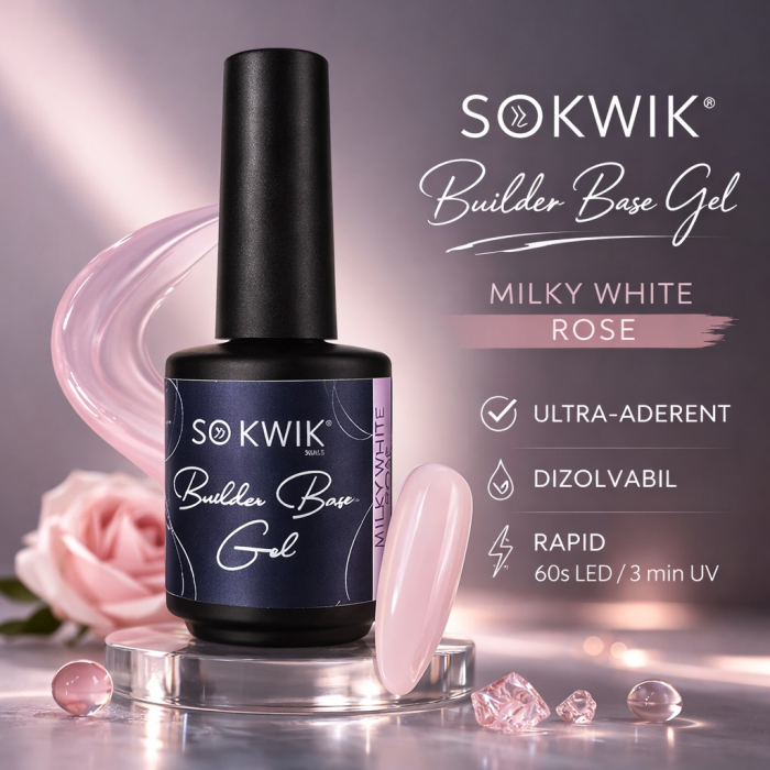 Gel de baza SoKwik Builder Rubber Base Gel Milky White Rose 15ml [4]