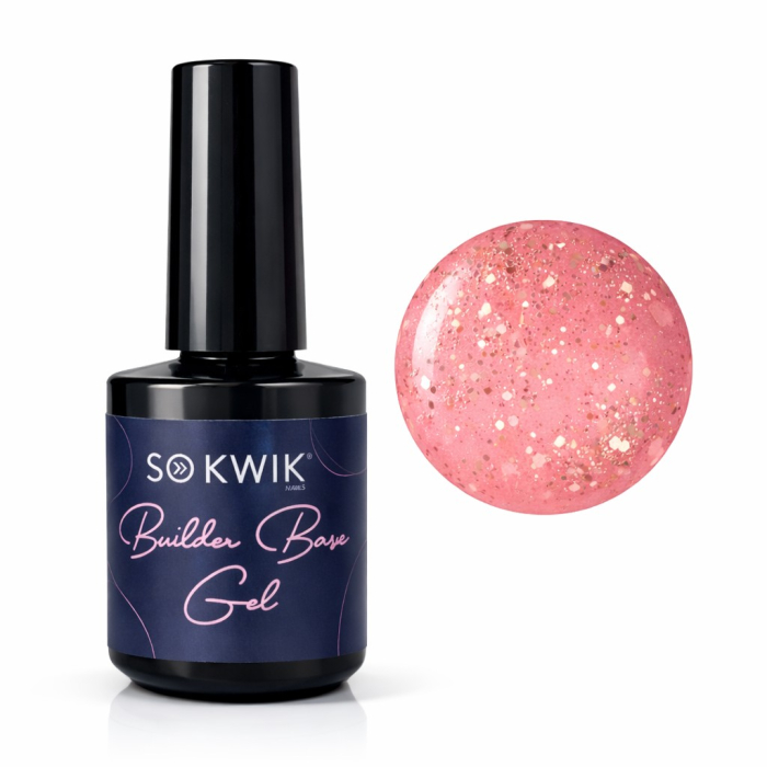 Gel de baza SoKwik Builder Rubber Base Gel Rose Flakes 15ml [6]