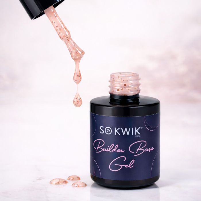 Gel de baza SoKwik Builder Rubber Base Gel Rose Flakes 15ml [2]
