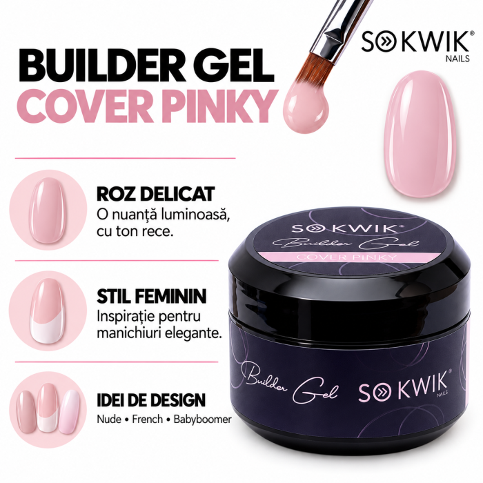 Gel de Constructie SoKwik Cool Builder Gel Cover Pinky 50ml Roz Natural TPO Free si Hema Free [2]