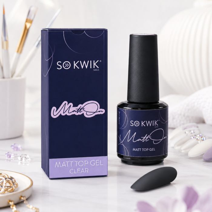 Top mat pentru unghii cu efect catifelat – SoKwik MattON Matt Top Gel 15ml TPO Free si Hema Free [2]