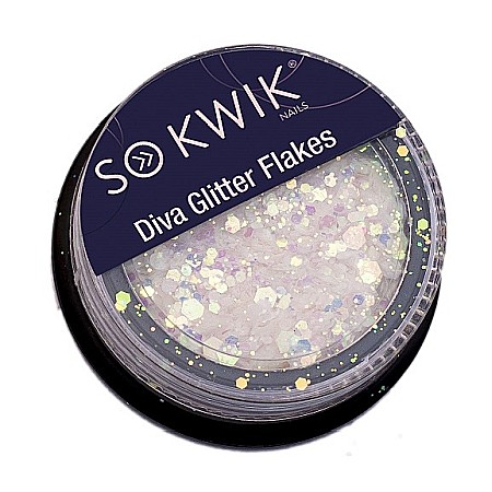 Ornamente - SoKwik - Diva Glitter Flakes White Pink UV Effect