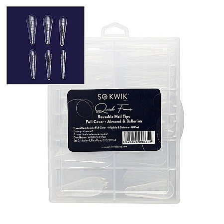 Accesorii - SoKwik - Quick Forms - Tipsuri Reutilizabile Full Cover - Migdala (120/set)