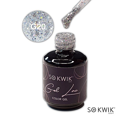 SoKwik - Oja Semipermanenta Glitter Collection Argintiu Multicolor G20 (15 ml) [2]