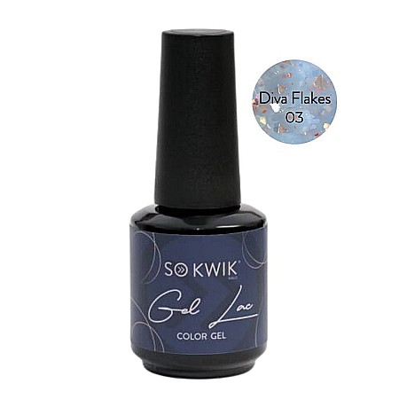 Unghii Tehnice - SoKwik - Oja Semipermanenta Diva Flakes Collection F03 (15ml)