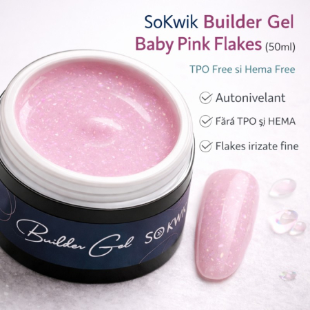 Gel de constructie pentru unghii – Builder Gel Baby Pink Flakes [2]