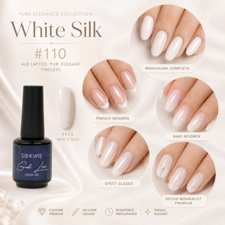 Oja semipermanenta SoKwik 110 White Silk alb laptos [2]