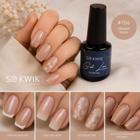 Oja semipermanenta SoKwik 706 Creamy Nude nude bej cremos [2]