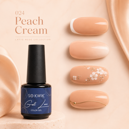 Oja semipermanenta SoKwik 024 Peach Cream nude piersica [2]