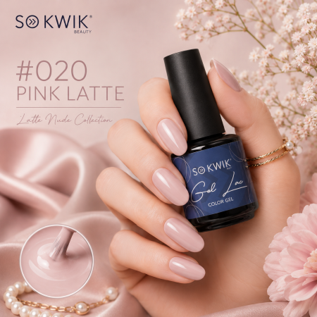 Oja semipermanenta SoKwik 020 Pink Latte nude roz pudrat [1]