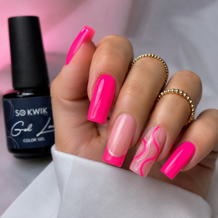 Oja semipermanenta SoKwik 219 Neon Candy roz neon intens [2]