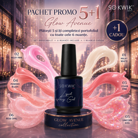 Acrygel - Pachet Promo SoKwik Liquid AcryGel Glow Avenue 5 plus 1