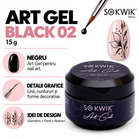Gel Decor Unghii Negru Art Gel Black 02 SoKwik 15g TPO Free si Hema Free [1]