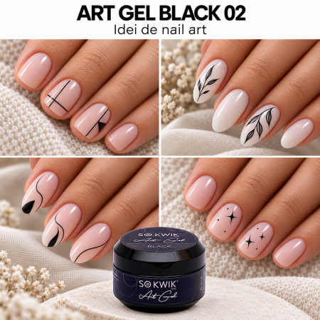 Gel Decor Unghii Negru Art Gel Black 02 SoKwik 15g TPO Free si Hema Free [2]