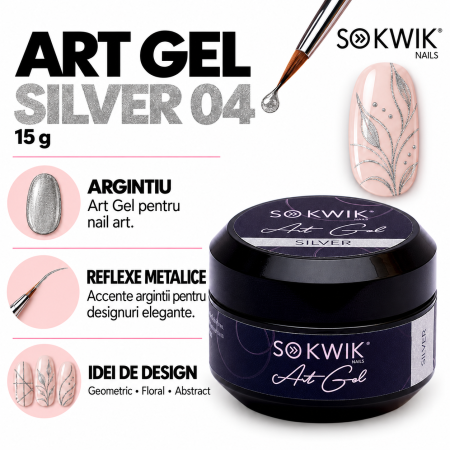 Gel Decor Unghii Argintiu Metalic Art Gel Silver 04 SoKwik 15g TPO Free si Hema Free [1]