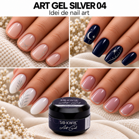 Gel Decor Unghii Argintiu Metalic Art Gel Silver 04 SoKwik 15g TPO Free si Hema Free [2]